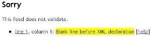 Read more about the article WordPress Remove Blank Line From RSS Feed – wordpress error on line 2 at column 6: XML declaration allowed only at the start of the document